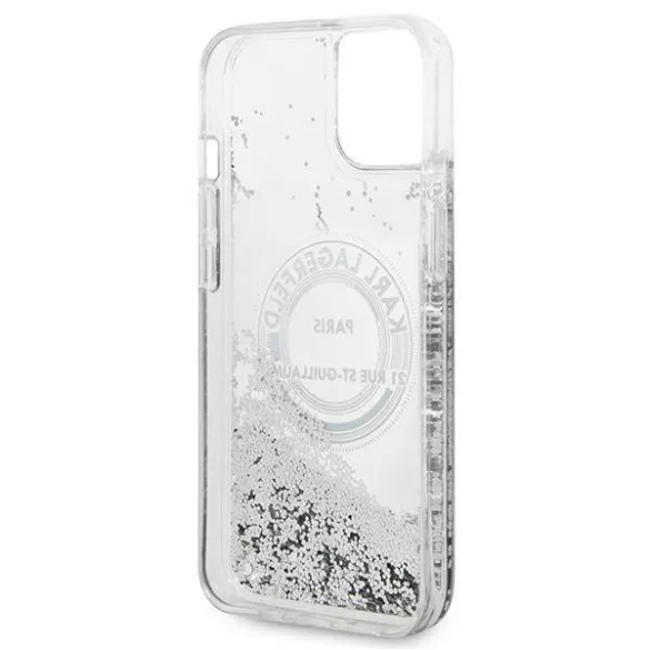 Karl Lagerfeld KLHCP14MLCRSGRS iPhone 14 Plus 6,7" ezüst keménytok folyékony Glitter RSG