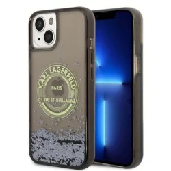   Karl Lagerfeld KLHCP14SLCRSGRK iPhone 14 6,1" fekete keménytok folyékony csillogó RSG