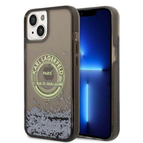 Karl Lagerfeld KLHCP14MLCRSGRK iPhone 14 Plus / 15 Plus 6,7" fekete keménytok folyékony Glitter RSG