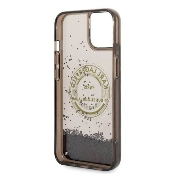 Karl Lagerfeld KLHCP14MLCRSGRK iPhone 14 Plus / 15 Plus 6,7" fekete keménytok folyékony Glitter RSG