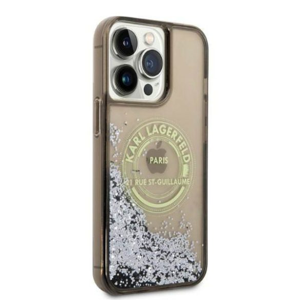 Karl Lagerfeld KLHCP14XLCRSGRK iPhone 14 Pro Max 6,7" fekete keménytok folyékony csillogó kristályos RSG tok