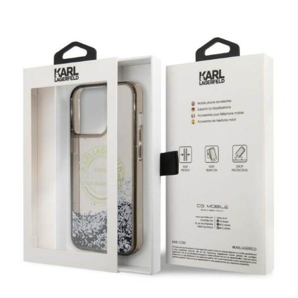 Karl Lagerfeld KLHCP14XLCRSGRK iPhone 14 Pro Max 6,7" fekete keménytok folyékony csillogó kristályos RSG tok