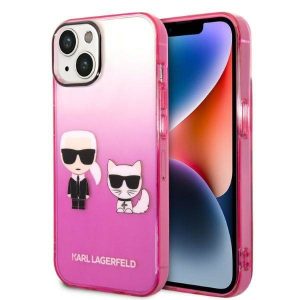 Karl Lagerfeld KLHCP14MTGKCP iPhone 14 Plus / 15 Plus 6,7" keménytok rózsaszín Gradient ikonikus Karl & Choupette