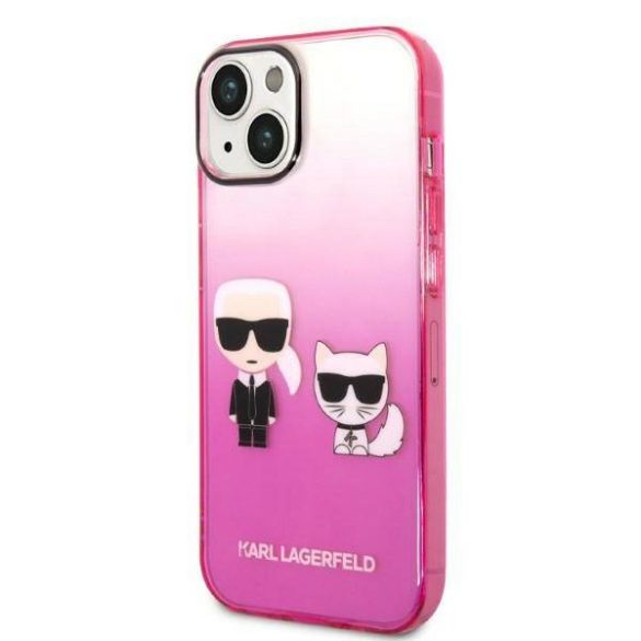 Karl Lagerfeld KLHCP14MTGKCP iPhone 14 Plus / 15 Plus 6,7" keménytok rózsaszín Gradient ikonikus Karl & Choupette
