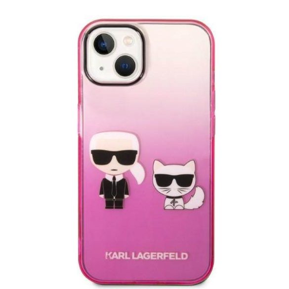 Karl Lagerfeld KLHCP14MTGKCP iPhone 14 Plus / 15 Plus 6,7" keménytok rózsaszín Gradient ikonikus Karl & Choupette