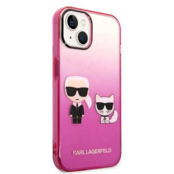 Karl Lagerfeld KLHCP14MTGKCP iPhone 14 Plus / 15 Plus 6,7" keménytok rózsaszín Gradient ikonikus Karl & Choupette