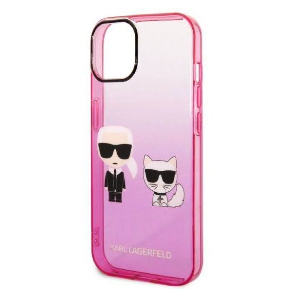 Karl Lagerfeld KLHCP14MTGKCP iPhone 14 Plus / 15 Plus 6,7" keménytok rózsaszín Gradient ikonikus Karl & Choupette