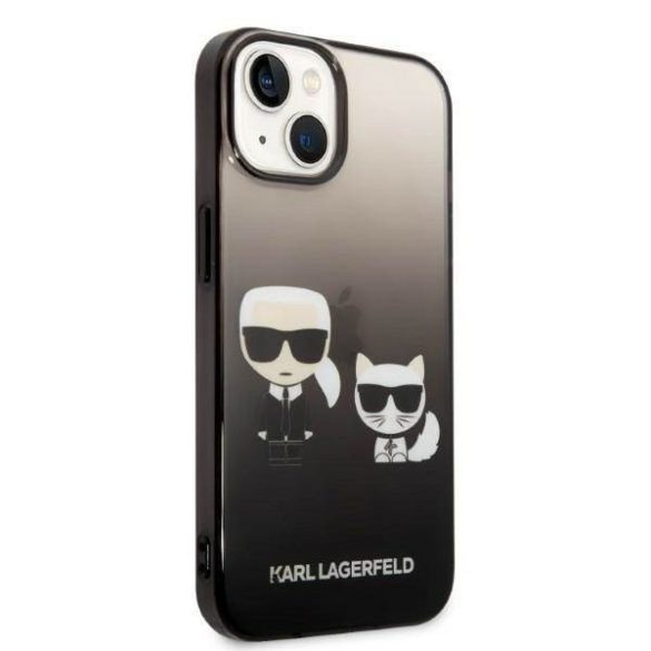 Karl Lagerfeld KLHCP14STGKCK iPhone 14 / 15 / 13 6,1" keménytok fekete Gradient ikonikus Karl & Choupette