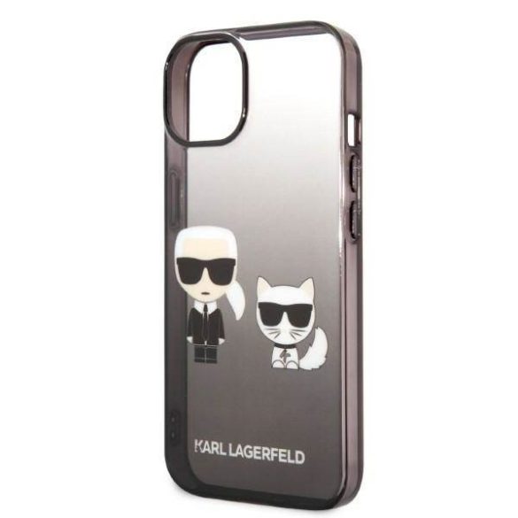 Karl Lagerfeld KLHCP14STGKCK iPhone 14 / 15 / 13 6,1" keménytok fekete Gradient ikonikus Karl & Choupette