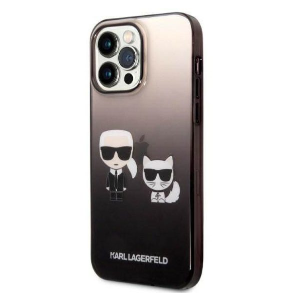 Karl Lagerfeld KLHCP14LTGKCK iPhone 14 Pro 6,1" keménytok fekete színátmenetes ikonikus Karl & Choupette tok