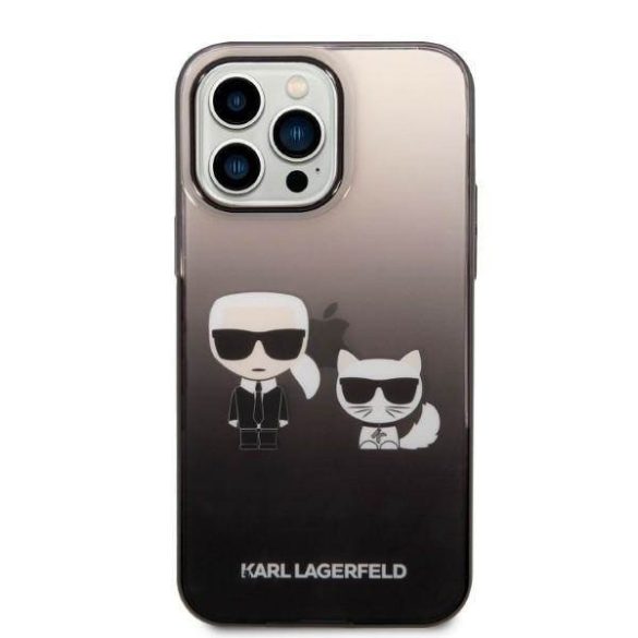 Karl Lagerfeld KLHCP14LTGKCK iPhone 14 Pro 6,1" keménytok fekete színátmenetes ikonikus Karl & Choupette tok