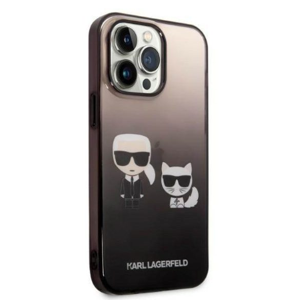 Karl Lagerfeld KLHCP14LTGKCK iPhone 14 Pro 6,1" keménytok fekete színátmenetes ikonikus Karl & Choupette tok