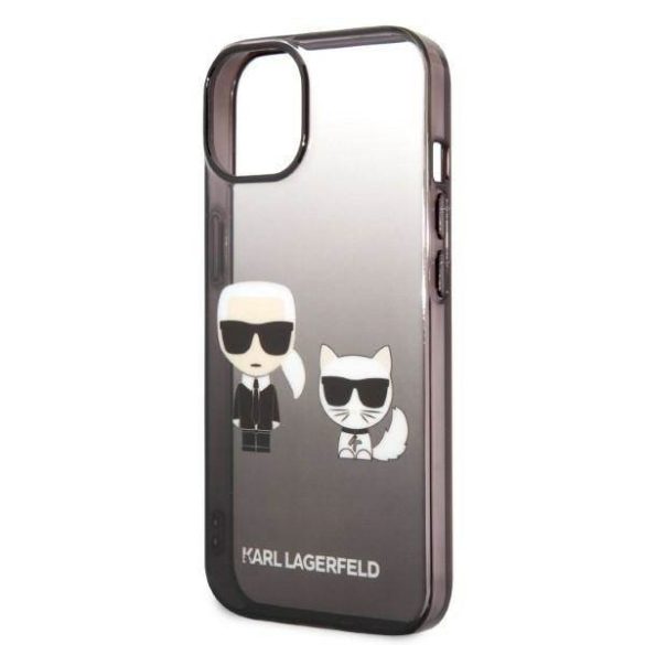 Karl Lagerfeld KLHCP14LTGKCK iPhone 14 Pro 6,1" keménytok fekete színátmenetes ikonikus Karl & Choupette tok