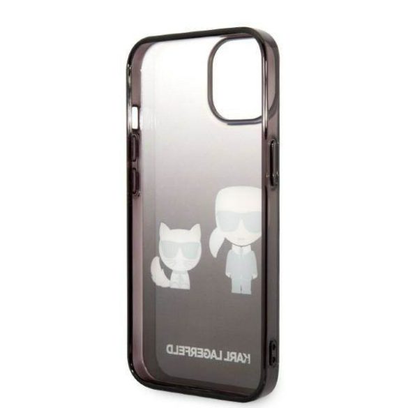 Karl Lagerfeld KLHCP14LTGKCK iPhone 14 Pro 6,1" keménytok fekete színátmenetes ikonikus Karl & Choupette tok