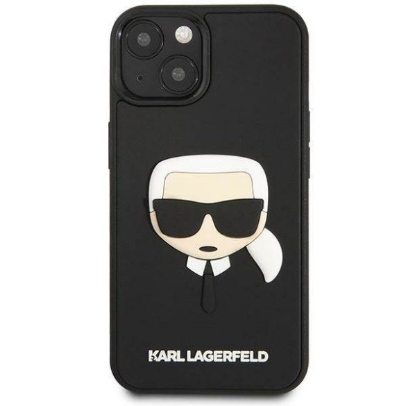 Karl Lagerfeld KLHCP14MKH3DBK iPhone 14 Plus / 15 Plus 6,7" fekete keménytok 3D gumiból készült Karl's Head keménytok