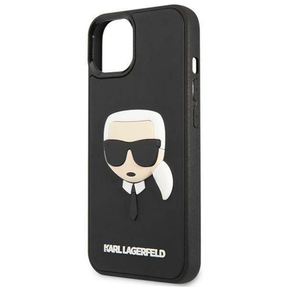 Karl Lagerfeld KLHCP14MKH3DBK iPhone 14 Plus / 15 Plus 6,7" fekete keménytok 3D gumiból készült Karl's Head keménytok