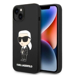 Karl Lagerfeld KLHCP14SSNIKBCK iPhone 14 / 15 / 13 6,1" keménytok fekete szilikon ikonikus