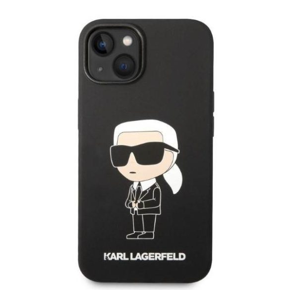 Karl Lagerfeld KLHCP14SSNIKBCK iPhone 14 / 15 / 13 6,1" keménytok fekete szilikon ikonikus