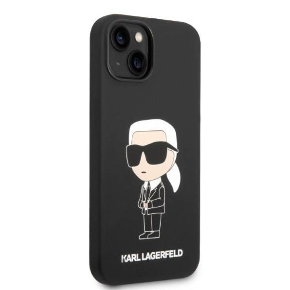 Karl Lagerfeld KLHCP14SSNIKBCK iPhone 14 / 15 / 13 6,1" keménytok fekete szilikon ikonikus
