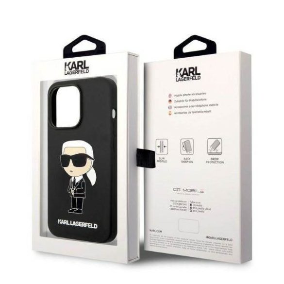 Karl Lagerfeld KLHCP14LSNIKBCK iPhone 14 Pro 6,1" fekete szilikon ikonikus keménytok