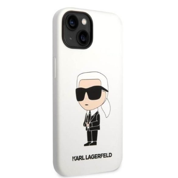 Karl Lagerfeld KLHCP14SSNIKBCH iPhone 14 / 15 / 13 6,1" keménytok fehér szilikon ikonikus