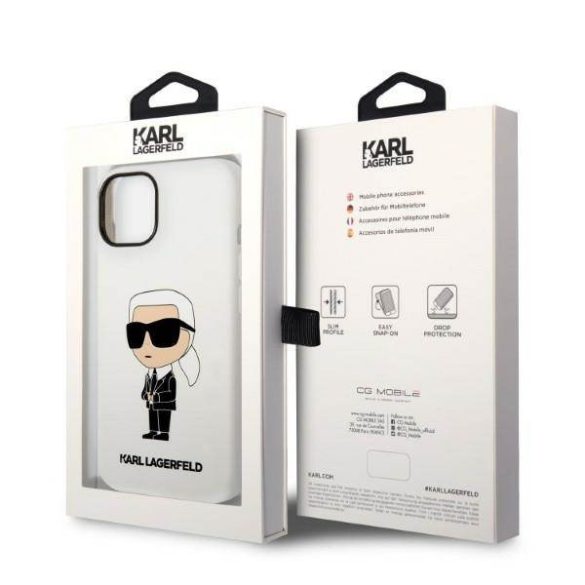 Karl Lagerfeld KLHCP14SSNIKBCH iPhone 14 / 15 / 13 6,1" keménytok fehér szilikon ikonikus