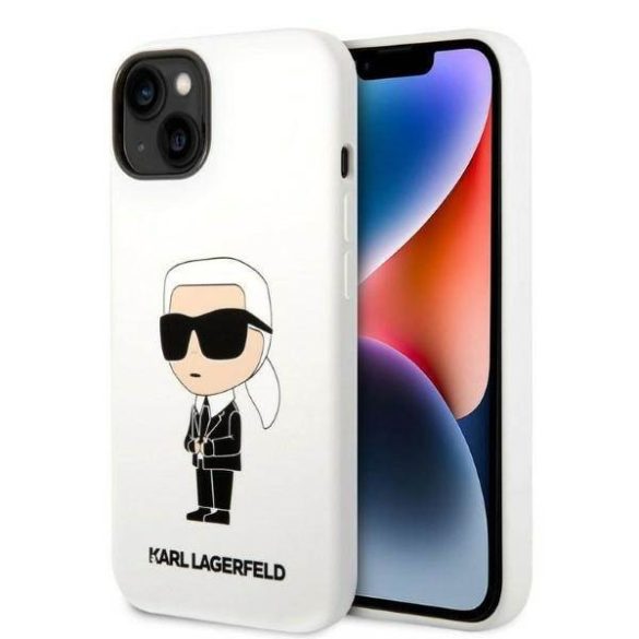 Karl Lagerfeld KLHCP14MSNIKBCH iPhone 14 Plus / 15 Plus 6,7" keménytok fehér szilikon ikonikus szilikon