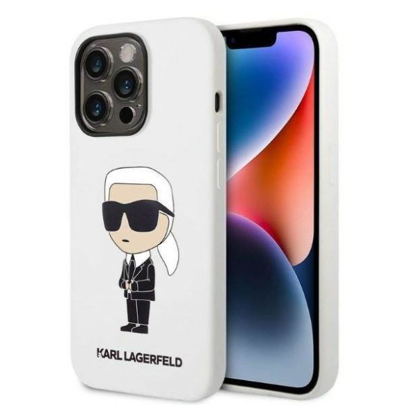 Karl Lagerfeld KLHCP14LSNIKBCH iPhone 14 Pro 6,1" keménytok fehér szilikon ikonikus tok