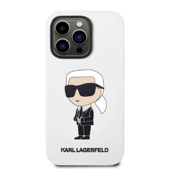 Karl Lagerfeld KLHCP14LSNIKBCH iPhone 14 Pro 6,1" keménytok fehér szilikon ikonikus tok