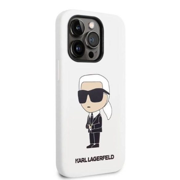 Karl Lagerfeld KLHCP14LSNIKBCH iPhone 14 Pro 6,1" keménytok fehér szilikon ikonikus tok