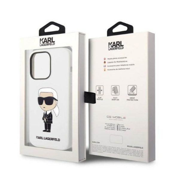 Karl Lagerfeld KLHCP14LSNIKBCH iPhone 14 Pro 6,1" keménytok fehér szilikon ikonikus tok