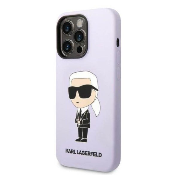 Karl Lagerfeld KLHCP14LSNIKBCU iPhone 14 Pro 6,1" lila szilikon ikonikus keménytok