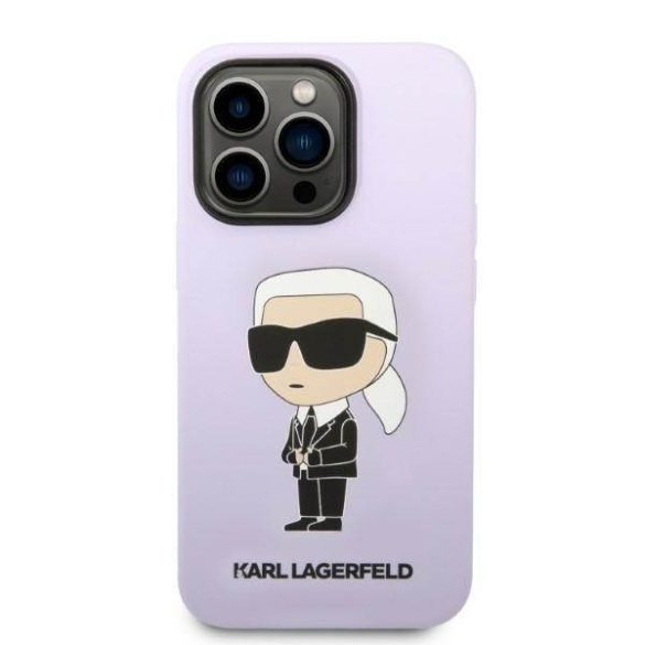 Karl Lagerfeld KLHCP14LSNIKBCU iPhone 14 Pro 6,1" lila szilikon ikonikus keménytok