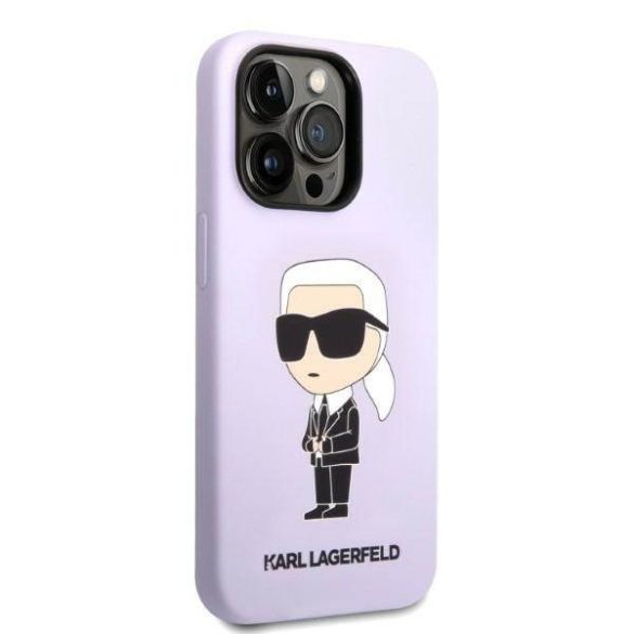 Karl Lagerfeld KLHCP14LSNIKBCU iPhone 14 Pro 6,1" lila szilikon ikonikus keménytok
