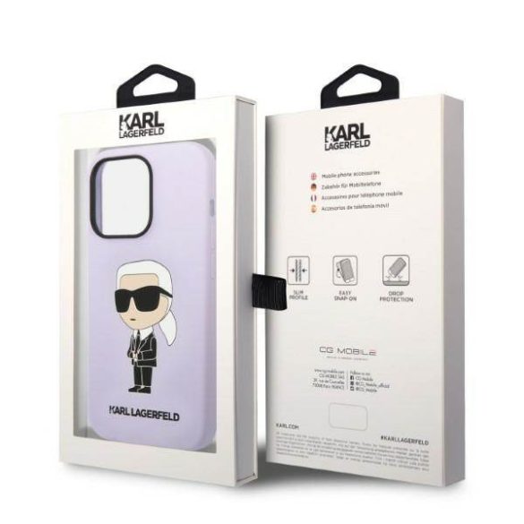 Karl Lagerfeld KLHCP14LSNIKBCU iPhone 14 Pro 6,1" lila szilikon ikonikus keménytok