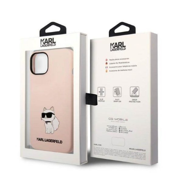 Karl Lagerfeld KLHCP14SSNCHBCP iPhone 14 / 15 / 13 6,1" keménytok rózsaszín szilikon Choupette