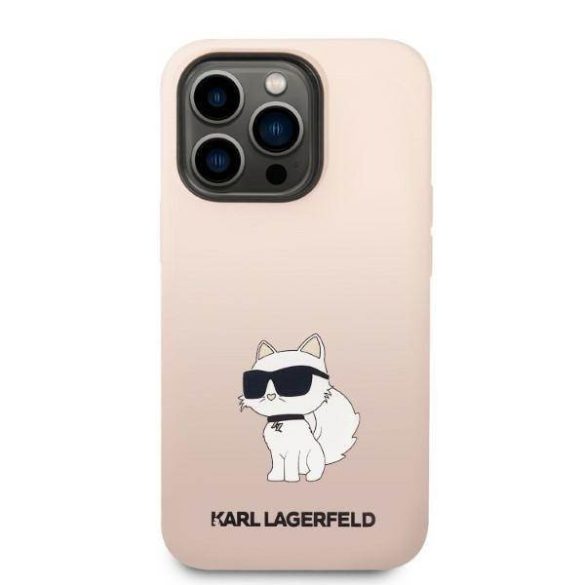 Karl Lagerfeld KLHCP14LSNCHBCP iPhone 14 Pro 6,1" rózsaszín szilikon Choupette keménytok