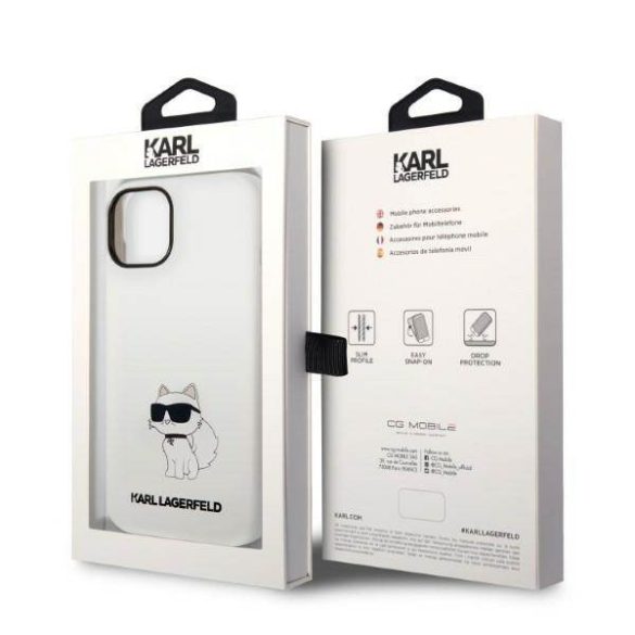 Karl Lagerfeld KLHCP14SSNCHBCH iPhone 14 / 15 / 13 6,1" keménytok fehér szilikon Choupette