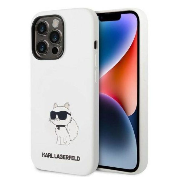 Karl Lagerfeld KLHCP14LSNCHBCH iPhone 14 Pro 6,1" keménytok fehér szilikon Choupette tok