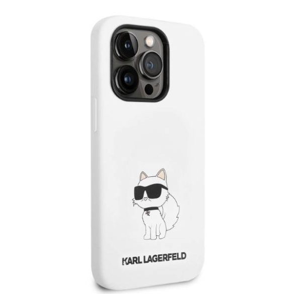 Karl Lagerfeld KLHCP14LSNCHBCH iPhone 14 Pro 6,1" keménytok fehér szilikon Choupette tok