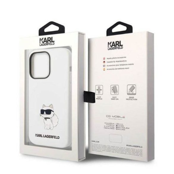 Karl Lagerfeld KLHCP14XSNCHBCH iPhone 14 Pro Max 6,7" keménytok fehér szilikon Choupette tok