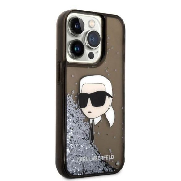 Karl Lagerfeld KLHCP14LLNKHCK iPhone 14 Pro 6,1" fekete csillogó keménytok Karl fej