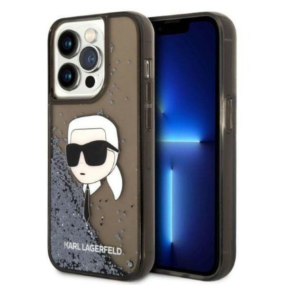 Karl Lagerfeld KLHCP14XLNKHCK iPhone 14 Pro Max 6,7" fekete csillogó keménytok Glitter Karl fej