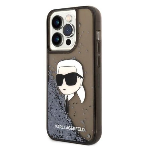 Karl Lagerfeld KLHCP14XLNKHCK iPhone 14 Pro Max 6,7" fekete csillogó keménytok Glitter Karl fej