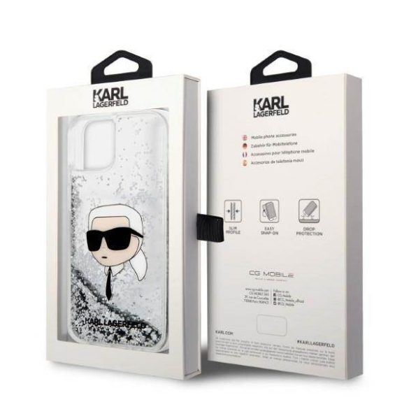 Karl Lagerfeld KLHCP14MLNKHCH iPhone 14 Plus / 15 Plus 6,7" ezüst keménytok csillogó Karl Head