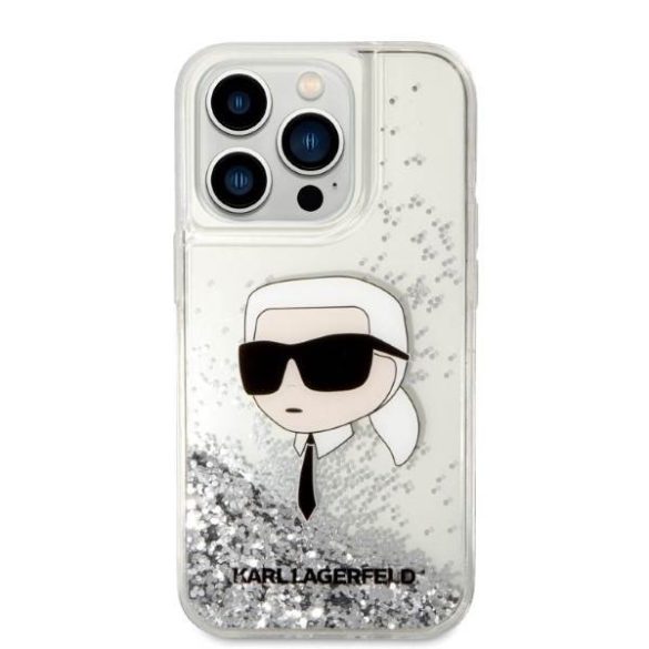 Karl Lagerfeld KLHCP14LLNKHCH iPhone 14 Pro 6,1" ezüst csillogó keménytok Karl fej