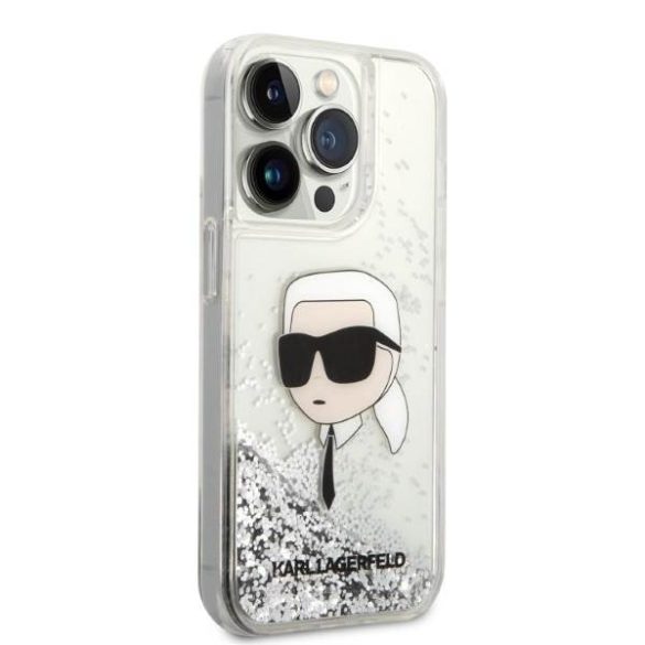 Karl Lagerfeld KLHCP14LLNKHCH iPhone 14 Pro 6,1" ezüst csillogó keménytok Karl fej