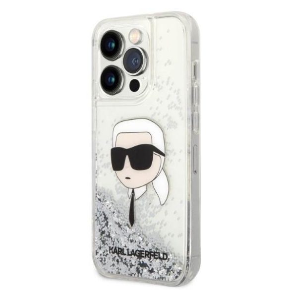 Karl Lagerfeld KLHCP14XLNKHCH iPhone 14 Pro Max 6,7" ezüst csillogó keménytok Glitter Karl fej