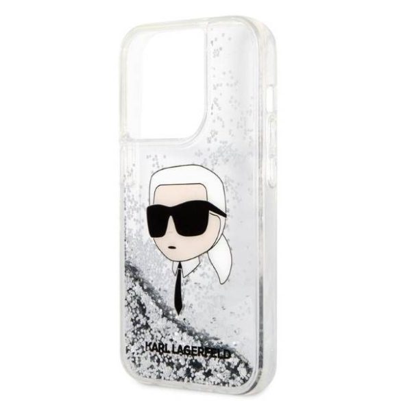 Karl Lagerfeld KLHCP14XLNKHCH iPhone 14 Pro Max 6,7" ezüst csillogó keménytok Glitter Karl fej