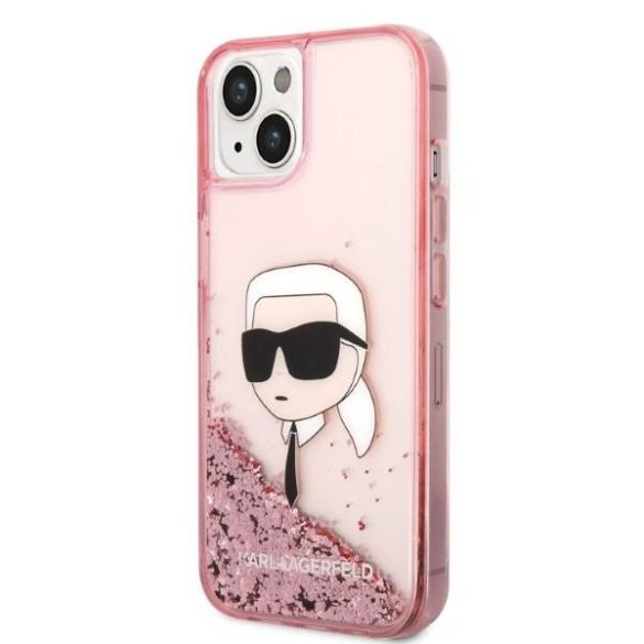 Karl Lagerfeld KLHCP14SLNKHCP iPhone 14 / 15 / 13 6,1" rózsaszín keménytok Glitter Karl Head